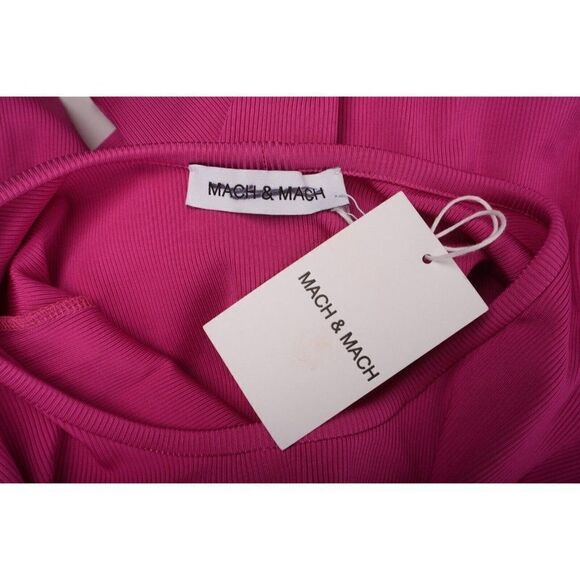 Mach & Mach Cut Out Maxi Dress Crystal Bows US 8 EU 40 Pink Long sleeved NWD - Picture 7 of 8